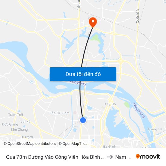 Qua 70m Đường Vào Công Viên Hòa Bình - Phạm Văn Đồng to Nam Hồng map