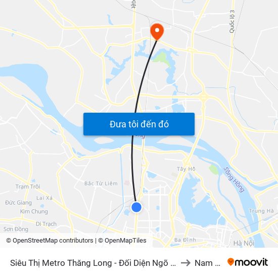 Siêu Thị Metro Thăng Long - Đối Diện Ngõ 599 Phạm Văn Đồng to Nam Hồng map