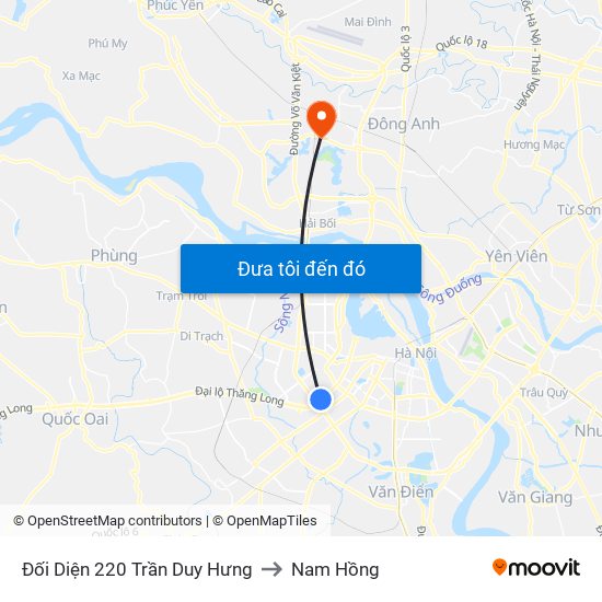 Đối Diện 220 Trần Duy Hưng to Nam Hồng map