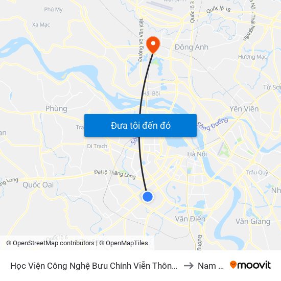 Học Viện Công Nghệ Bưu Chính Viễn Thông - Trần Phú (Hà Đông) to Nam Hồng map