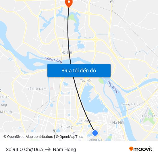 Số 94 Ô Chợ Dừa to Nam Hồng map