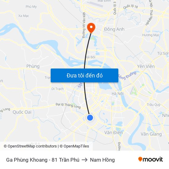 Ga Phùng Khoang - 81 Trần Phú to Nam Hồng map