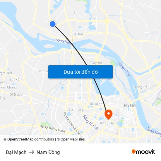 Đại Mạch to Nam Đồng map