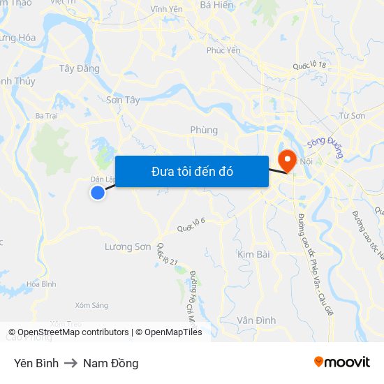 Yên Bình to Nam Đồng map