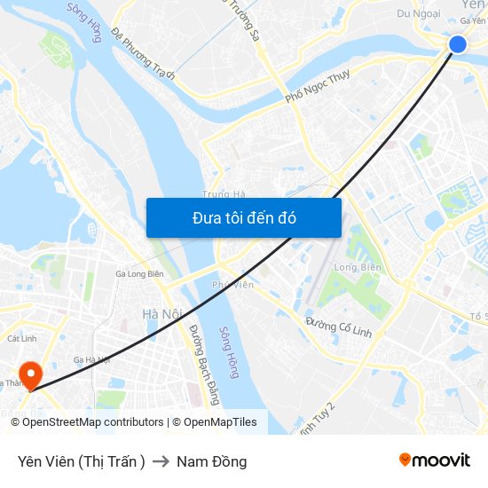 Yên Viên (Thị Trấn ) to Nam Đồng map