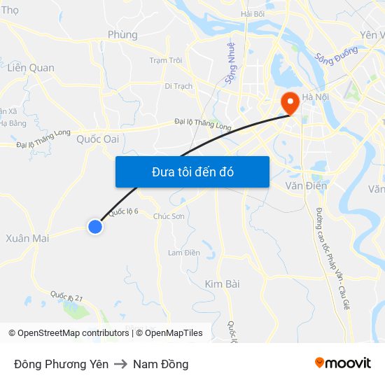 Đông Phương Yên to Nam Đồng map