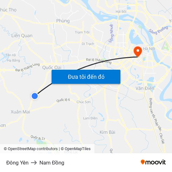 Đông Yên to Nam Đồng map