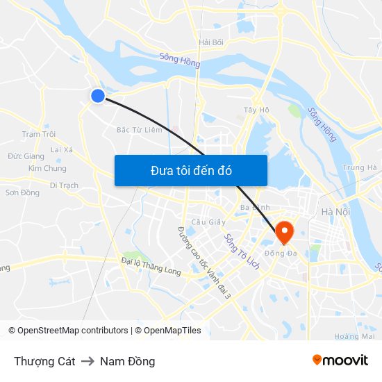 Thượng Cát to Nam Đồng map