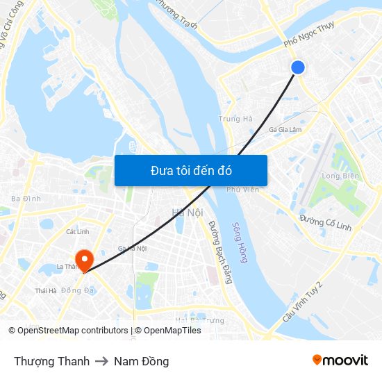 Thượng Thanh to Nam Đồng map