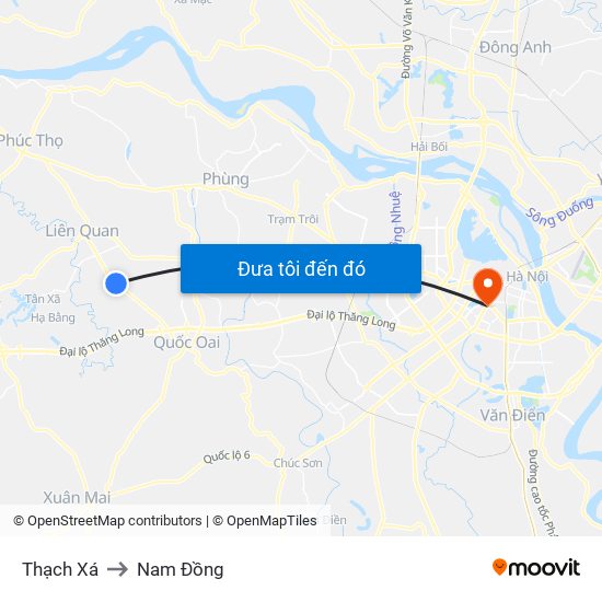 Thạch Xá to Nam Đồng map