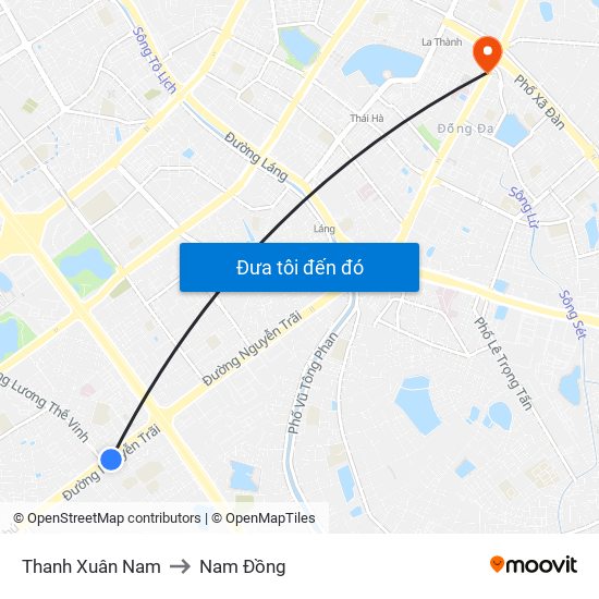 Thanh Xuân Nam to Nam Đồng map