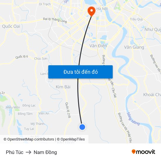 Phú Túc to Nam Đồng map