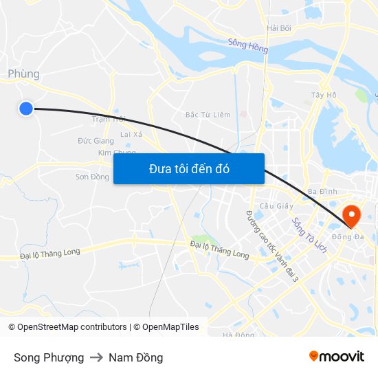 Song Phượng to Nam Đồng map