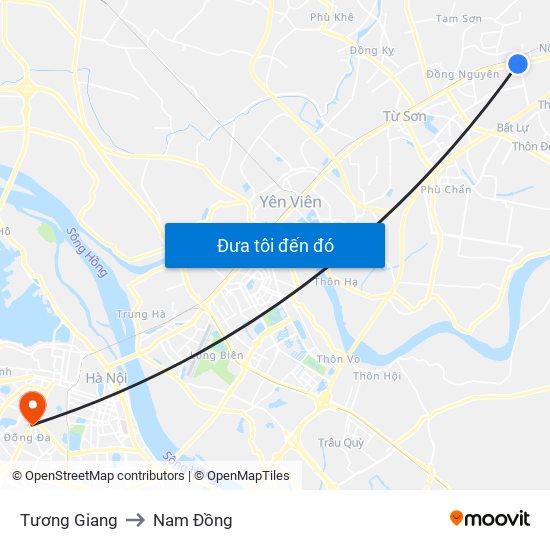 Tương Giang to Nam Đồng map