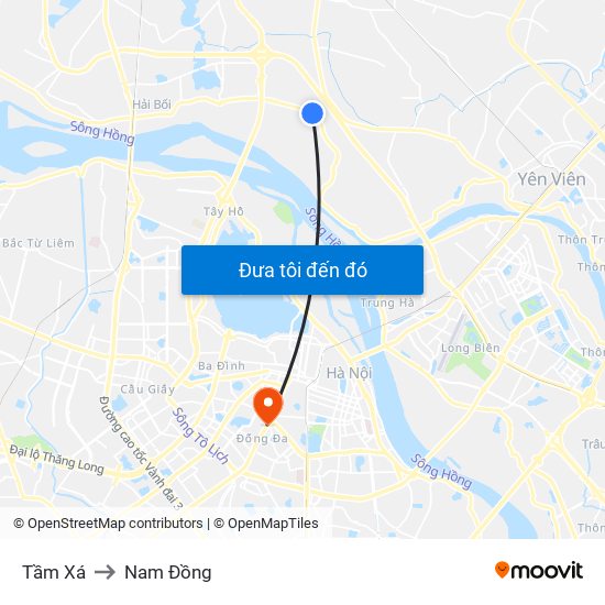 Tầm Xá to Nam Đồng map