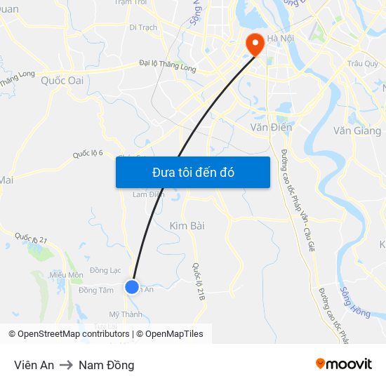 Viên An to Nam Đồng map