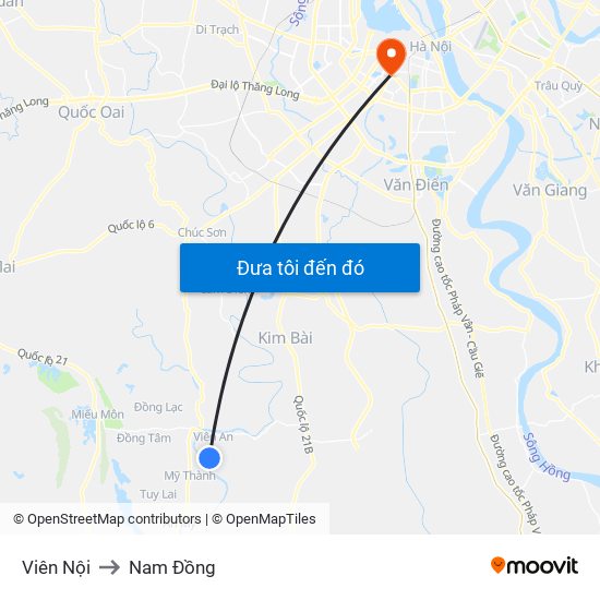 Viên Nội to Nam Đồng map
