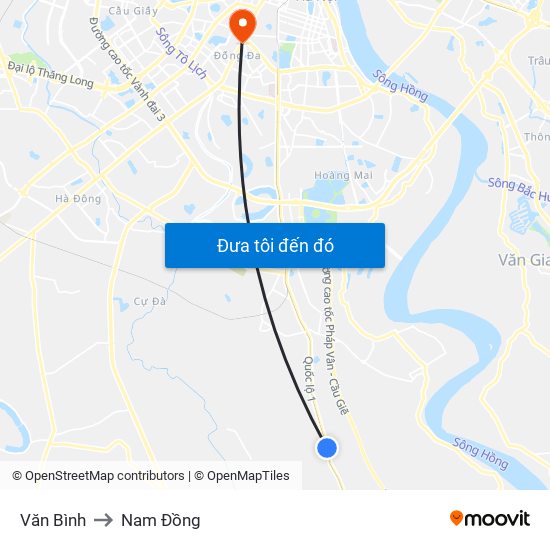 Văn Bình to Nam Đồng map
