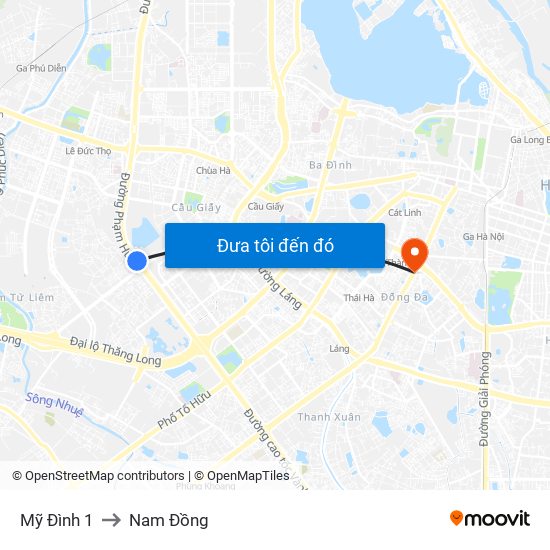 Mỹ Đình 1 to Nam Đồng map