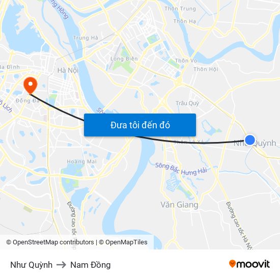 Như Quỳnh to Nam Đồng map