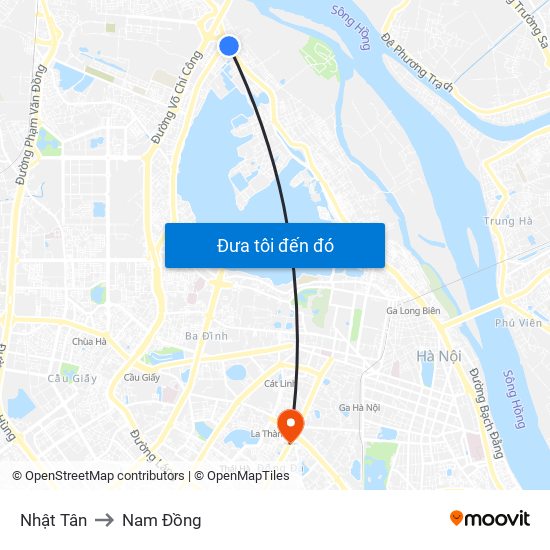 Nhật Tân to Nam Đồng map