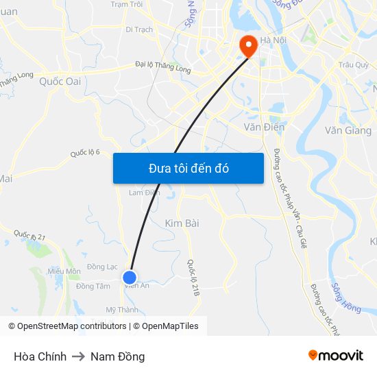Hòa Chính to Nam Đồng map