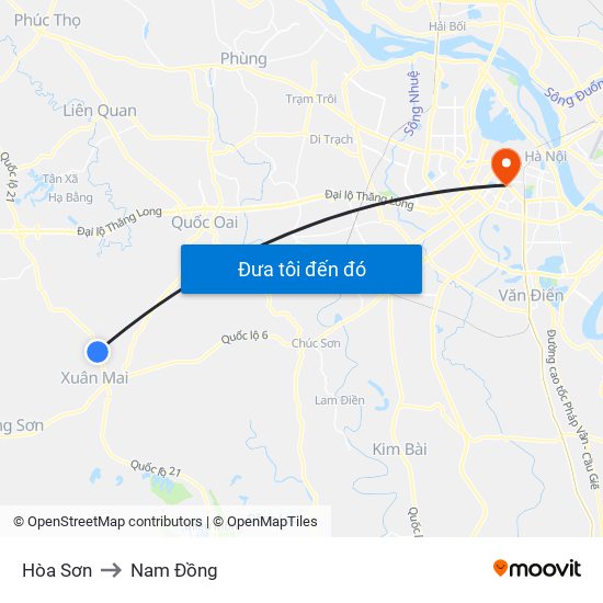 Hòa Sơn to Nam Đồng map