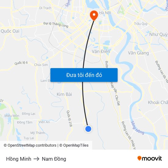 Hồng Minh to Nam Đồng map