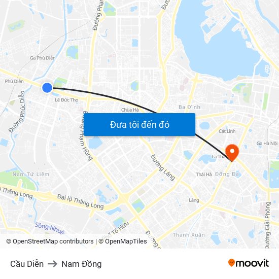 Cầu Diễn to Nam Đồng map