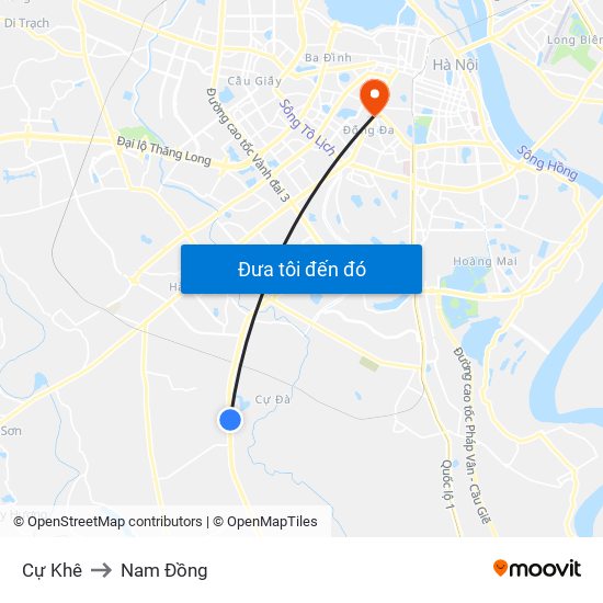 Cự Khê to Nam Đồng map