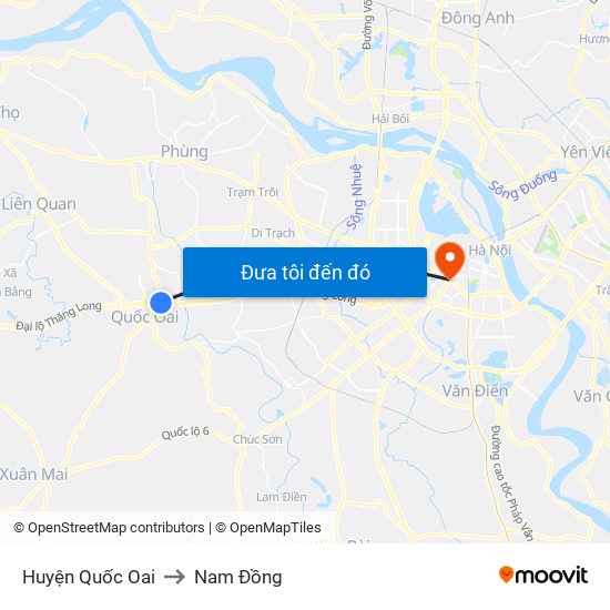 Huyện Quốc Oai to Nam Đồng map