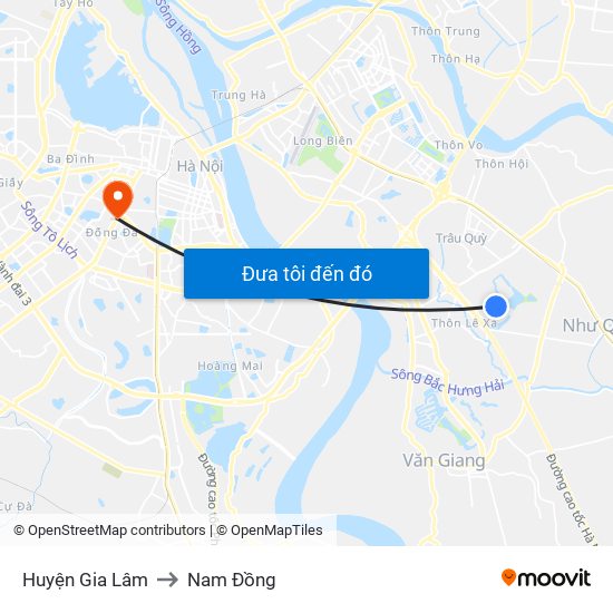 Huyện Gia Lâm to Nam Đồng map
