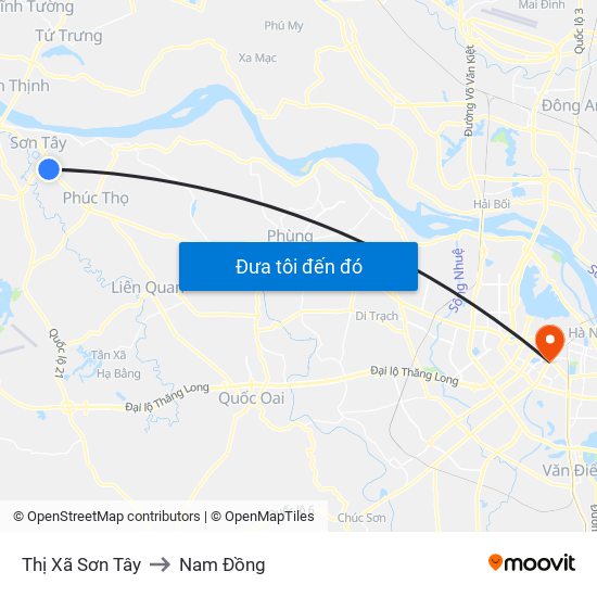 Thị Xã Sơn Tây to Nam Đồng map