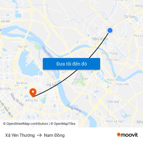 Xã Yên Thường to Nam Đồng map