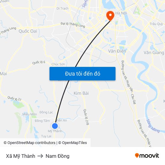 Xã Mỹ Thành to Nam Đồng map