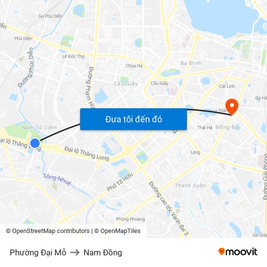 Phường Đại Mỗ to Nam Đồng map