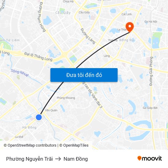 Phường Nguyễn Trãi to Nam Đồng map