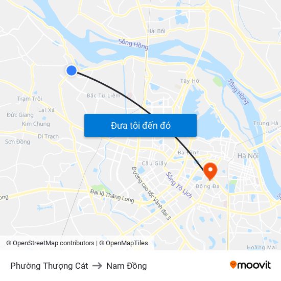 Phường Thượng Cát to Nam Đồng map