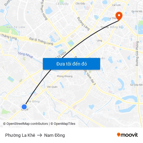 Phường La Khê to Nam Đồng map