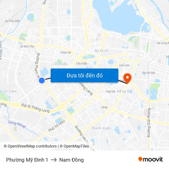 Phường Mỹ Đình 1 to Nam Đồng map