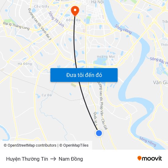 Huyện Thường Tín to Nam Đồng map