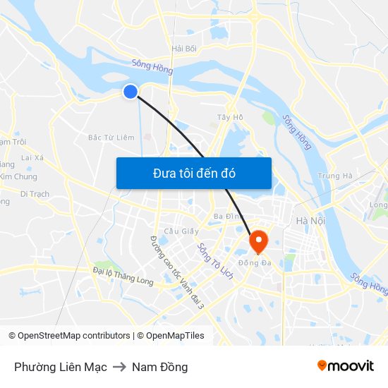 Phường Liên Mạc to Nam Đồng map
