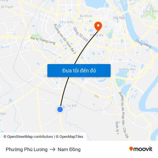 Phường Phú Lương to Nam Đồng map