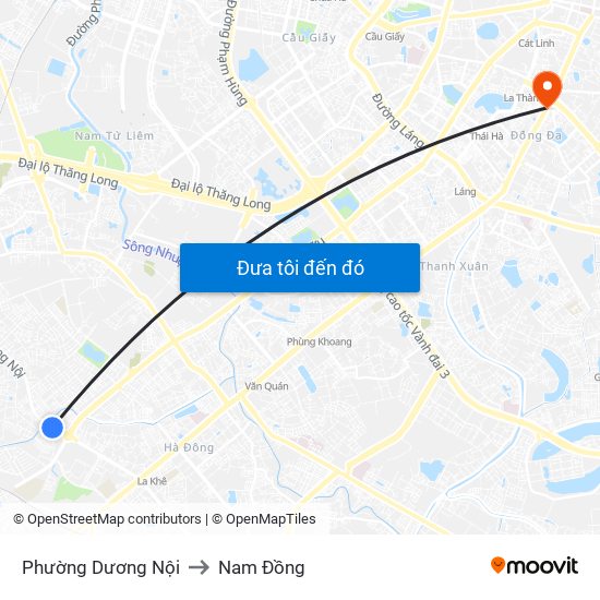 Phường Dương Nội to Nam Đồng map