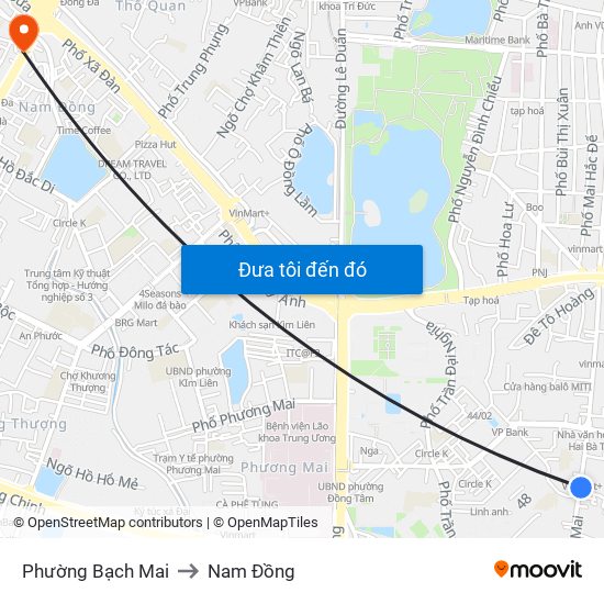 Phường Bạch Mai to Nam Đồng map