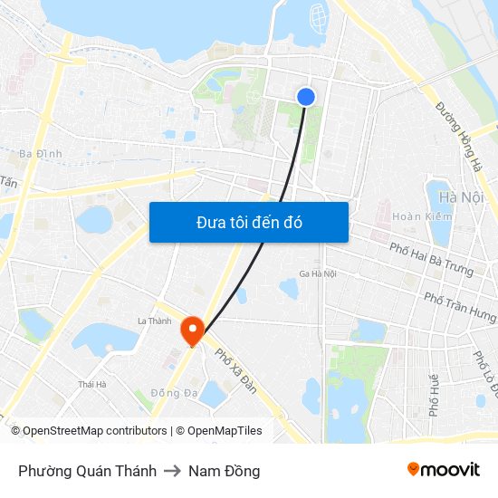 Phường Quán Thánh to Nam Đồng map