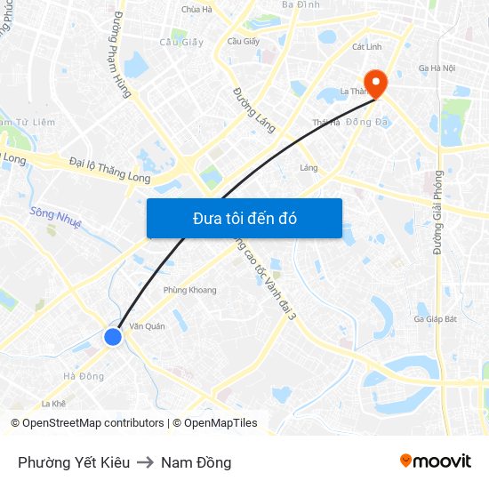 Phường Yết Kiêu to Nam Đồng map