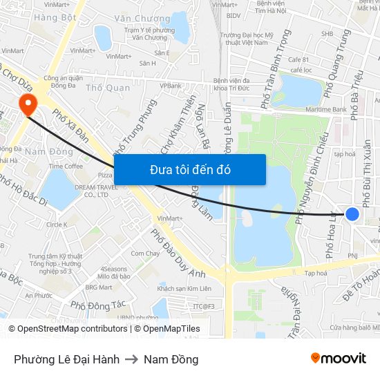 Phường Lê Đại Hành to Nam Đồng map