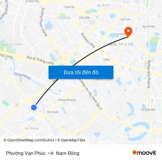 Phường Vạn Phúc to Nam Đồng map
