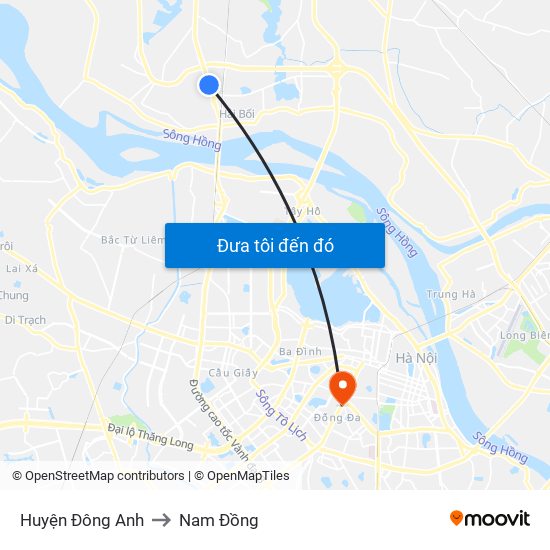Huyện Đông Anh to Nam Đồng map